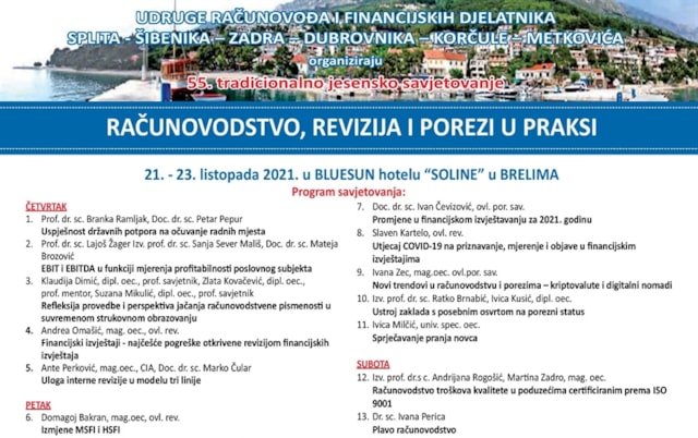 55. tradicionalno jesensko savjetovanje „Računovodstvo, revizija i porezi u praksi“