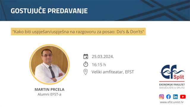 Gostujuće predavanje: “Kako biti uspješan/uspješna na razgovoru za posao: Do’s & Don’ts“