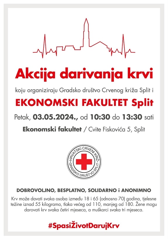 Akcija dobrovoljnog darivanja krvi - 03.05.2024. - D2 (10:30 - 13:30)