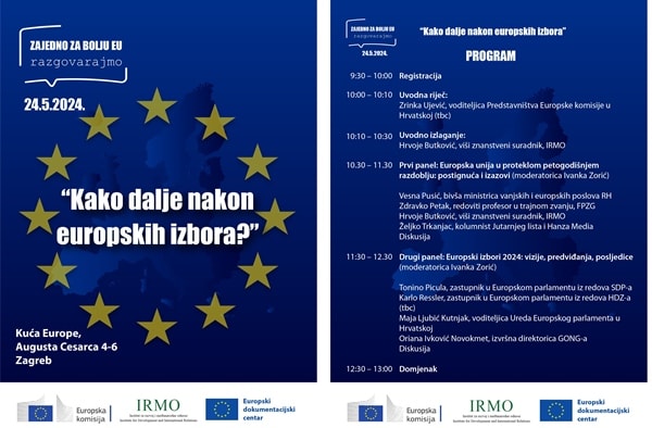 Poziv na tribinu „Kako dalje nakon europskih izbora“ (24.05.2024. od 9:30 h – 12:30 h)