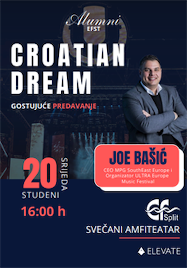 Gostujuće predavanje: "Croatian Dream" s Joeom Bašićem - 20.11.2024; 16:00 h, SA